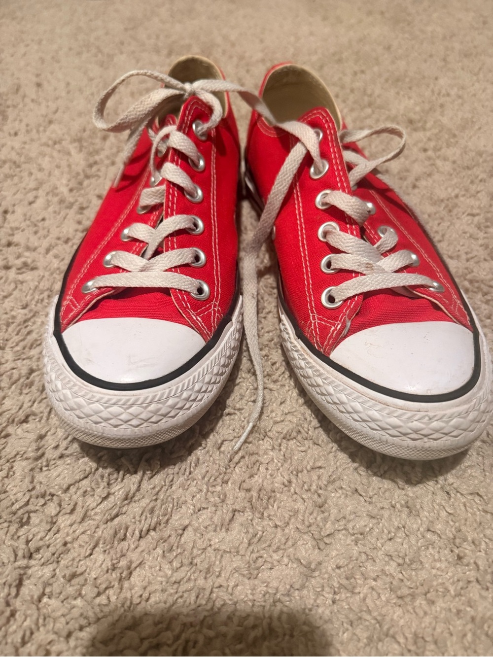Red Low-Top Canvas Sneakers